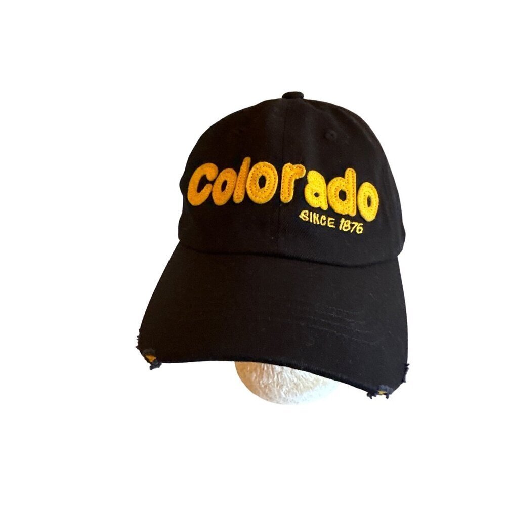 Colorado Since 1876 Baseball Cap Black & Yellow Distressed Style